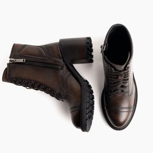 Thursday Women's Leather Rebel Zip-Up Boot in Black Coffee - Size 11